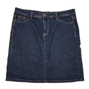 Wrangler Denim Skirt Blue Jean Dark Wash Mini Stretch Straight Womens 14M